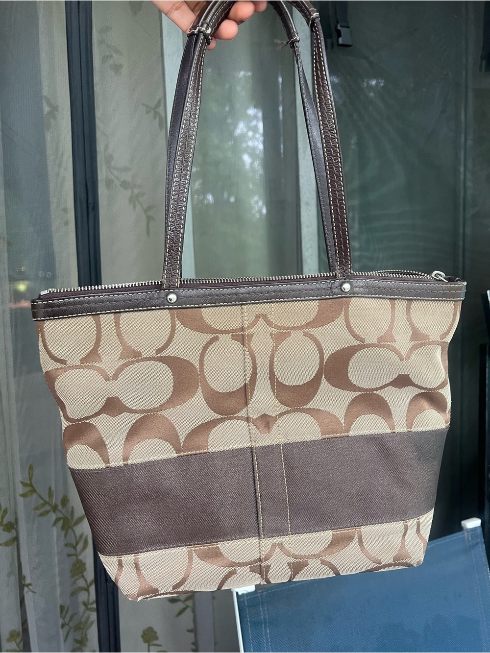 Coach Brown Signature Canvas & Dark Brown Trim Tote